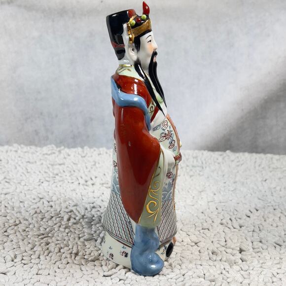 Chinese Famille Rose Porcelain Fu Lu Shou Figurine God of Prosperity Vintage 7" - Picture 5 of 16